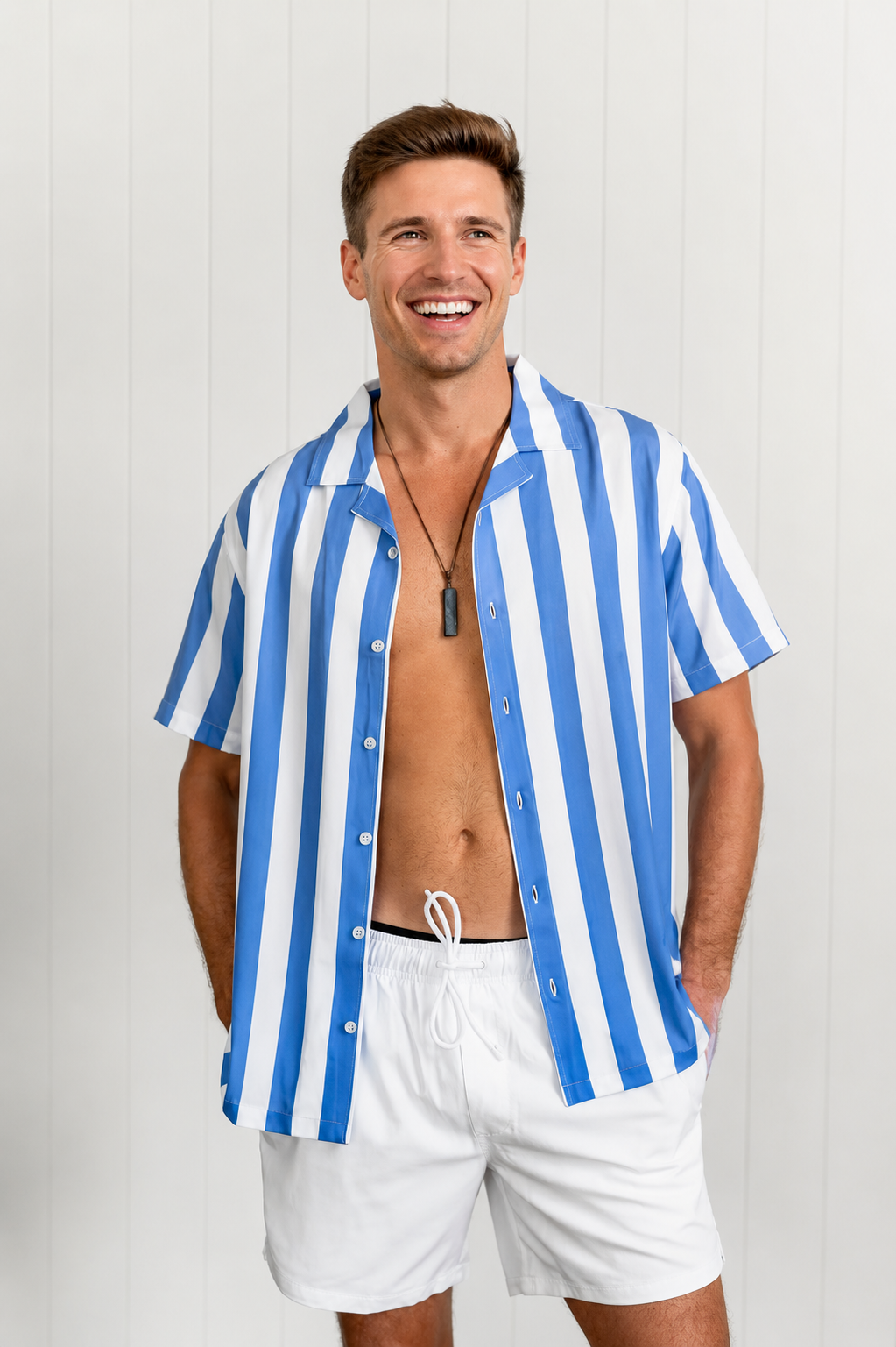 Blue Striped Swim Shirt