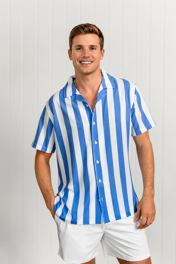 Blue Striped Swim Shirt
