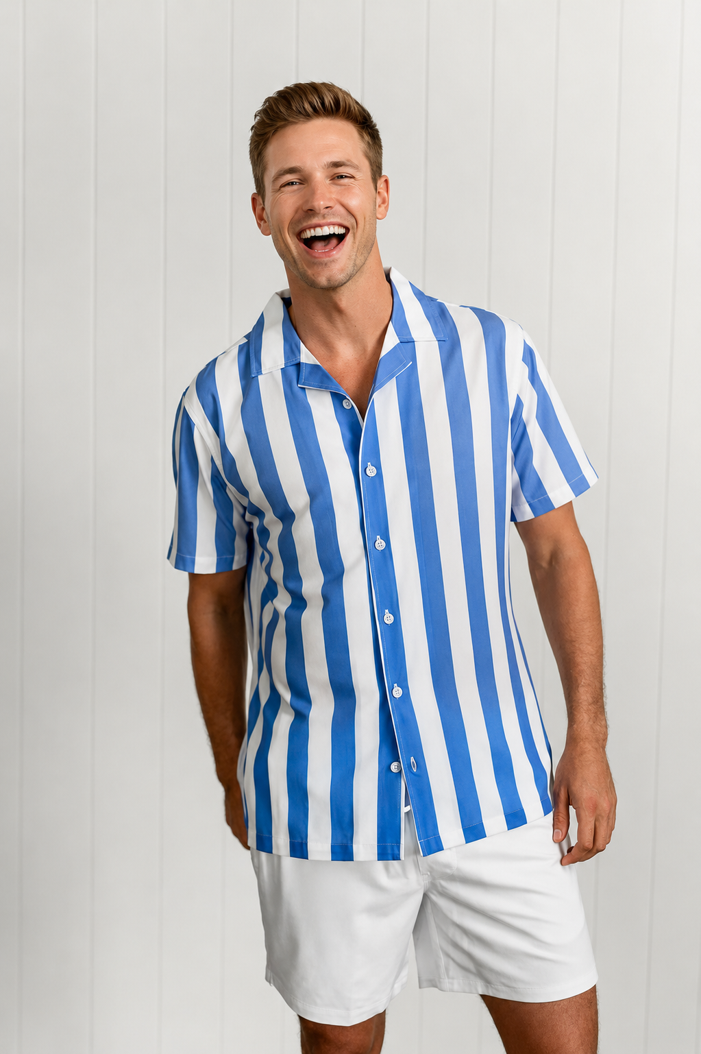 Blue Striped Swim Shirt