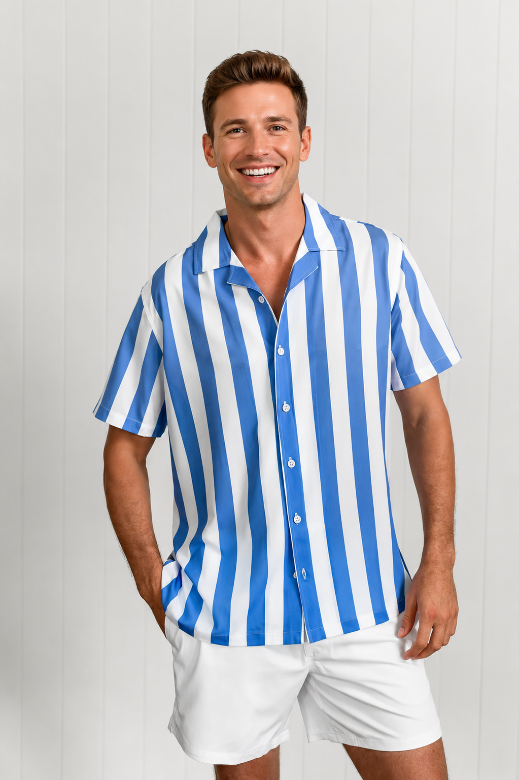 Blue Striped Swim Shirt