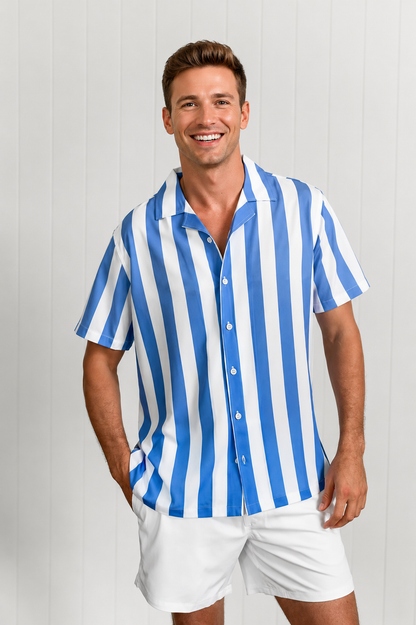 Blue Striped Swim Shirt
