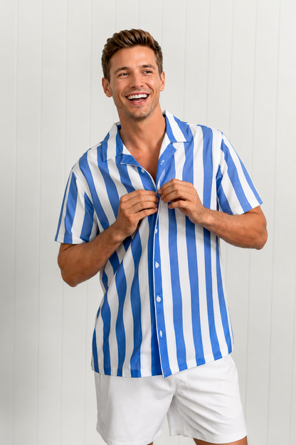 Blue Striped Swim Shirt