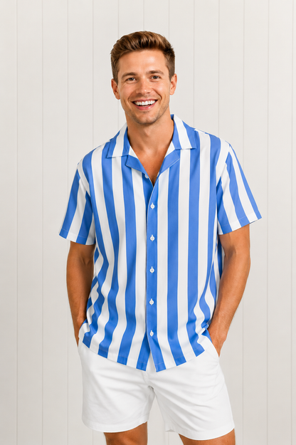 Blue Striped Swim Shirt