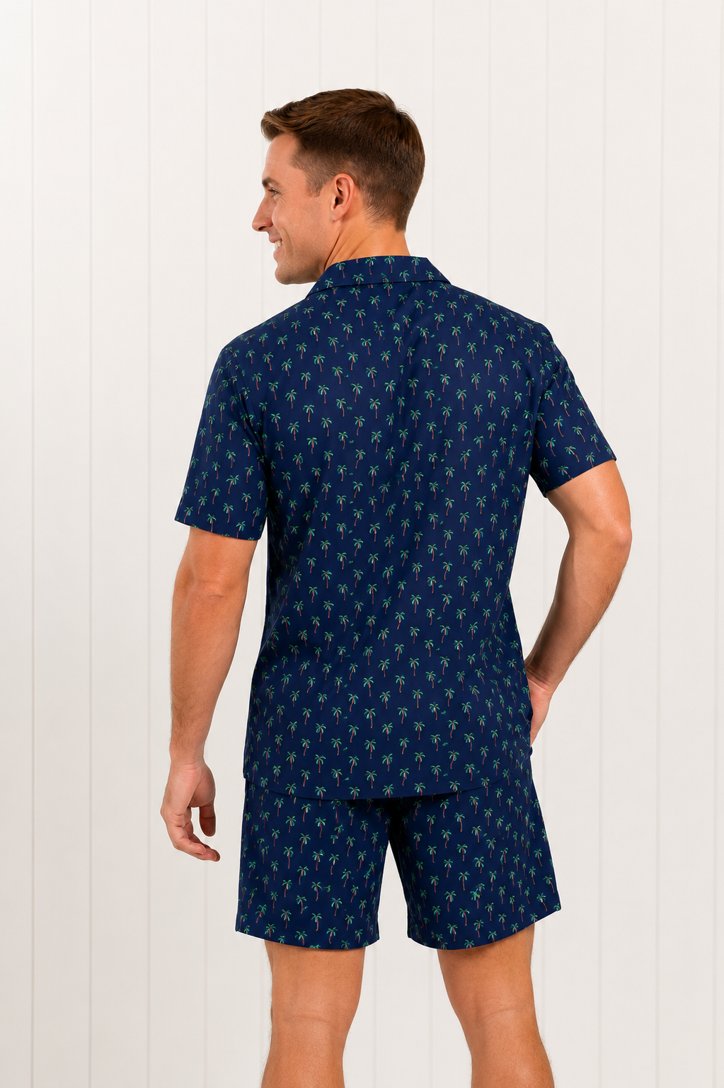 Navy Blue Palms Swim Shirt